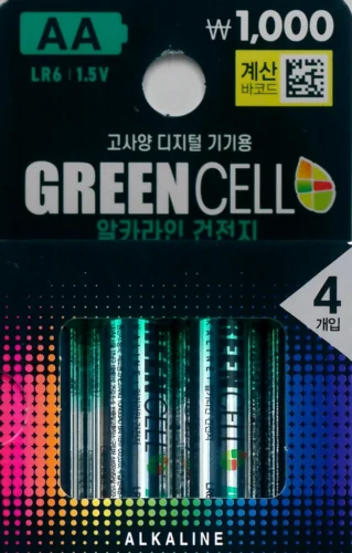 다이소 그린셀 AA 건전지 4입