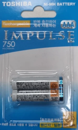 도시바 TNH-4ME 임펄스 750mAh 니켈수소 AAA 2입