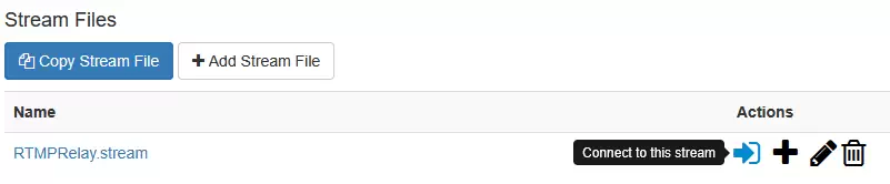 와우자 스트리밍 엔진의 스트림 파일 목록에서 스트림에 접속하기 위해 Connect to this stream을 클릭한다.