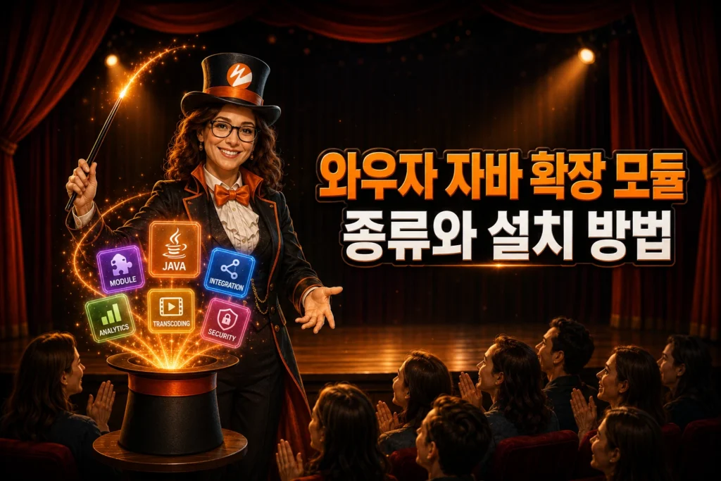 와우자 스트리밍 엔진의 자바 확장 모듈을 통해 새로운 추가 기능들을 생성해 내는 마술사 가로형 섬네일