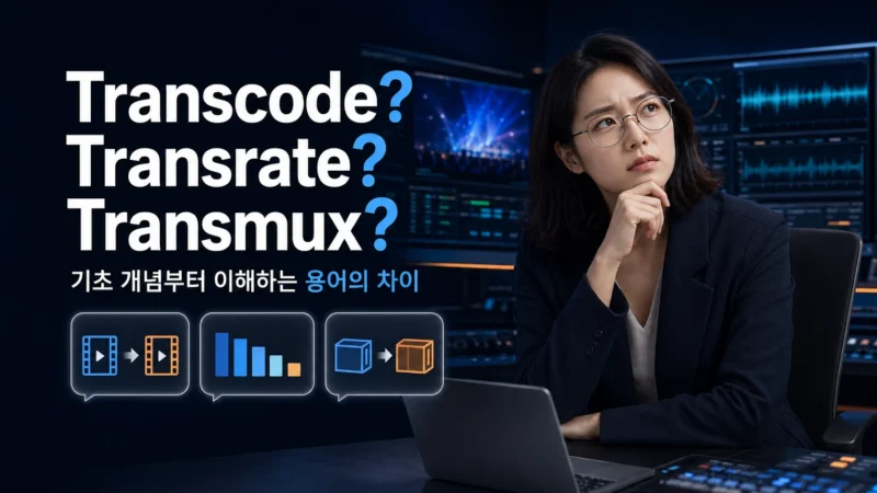 트랜스코드, 트랜스레이트와 트랜스먹스의 차이를 고민하는 엔지니어를 묘사한 가로 섬네일