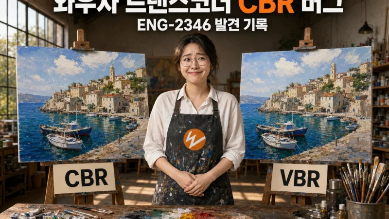 와우자 스트리밍 엔진 트랜스코더의 CBR 버그로 인해 CBR과 VBR 출력이 동일한 것을 묘사한 가로 섬네일