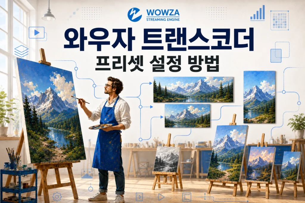 와우자 스트리밍 엔진 트랜스코더의 프리셋을 화가로 묘사한 설정 방법 가로 섬네일 이미지