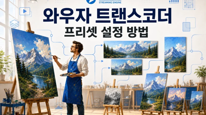 와우자 스트리밍 엔진 트랜스코더의 프리셋을 화가로 묘사한 설정 방법 가로 섬네일 이미지