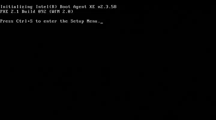 Supermicro 서버 부팅 중 Intel Boot Agent가 PXE 2.1을 초기화하고 Ctrl+S 입력을 안내하는 화면